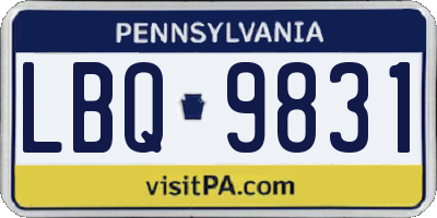 PA license plate LBQ9831