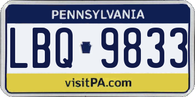 PA license plate LBQ9833