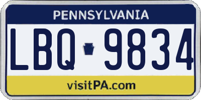 PA license plate LBQ9834