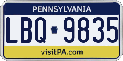 PA license plate LBQ9835