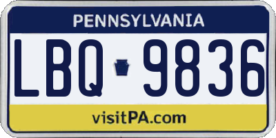 PA license plate LBQ9836