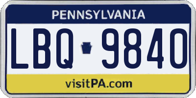 PA license plate LBQ9840