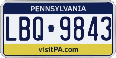 PA license plate LBQ9843