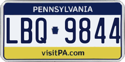 PA license plate LBQ9844