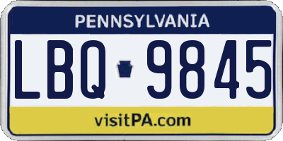 PA license plate LBQ9845