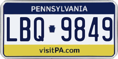 PA license plate LBQ9849