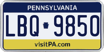 PA license plate LBQ9850