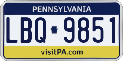 PA license plate LBQ9851