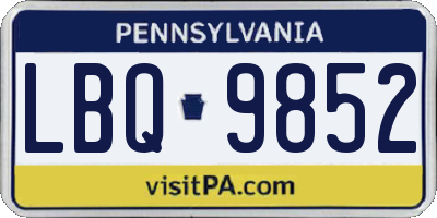 PA license plate LBQ9852