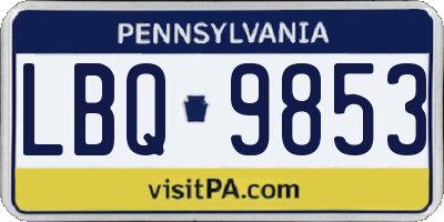 PA license plate LBQ9853