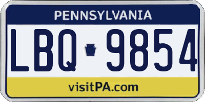 PA license plate LBQ9854