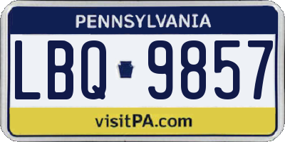 PA license plate LBQ9857