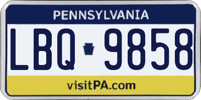 PA license plate LBQ9858