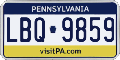 PA license plate LBQ9859
