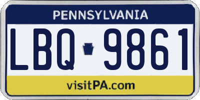PA license plate LBQ9861