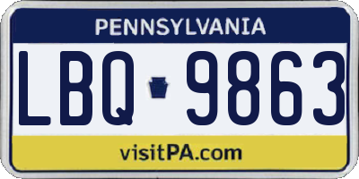 PA license plate LBQ9863