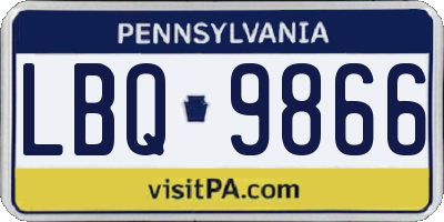 PA license plate LBQ9866
