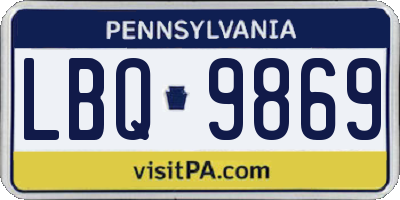 PA license plate LBQ9869