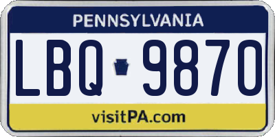 PA license plate LBQ9870