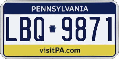 PA license plate LBQ9871