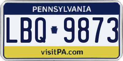 PA license plate LBQ9873