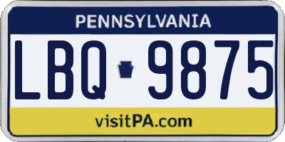 PA license plate LBQ9875