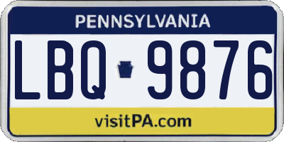 PA license plate LBQ9876