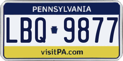 PA license plate LBQ9877