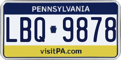 PA license plate LBQ9878