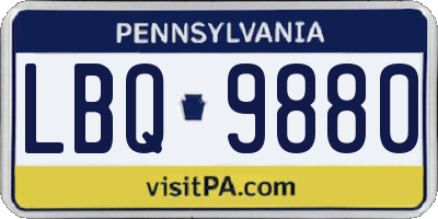 PA license plate LBQ9880
