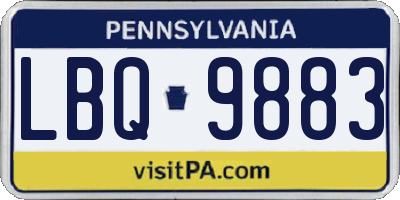PA license plate LBQ9883