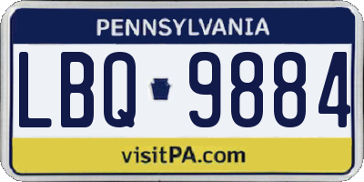 PA license plate LBQ9884