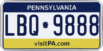 PA license plate LBQ9888