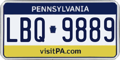PA license plate LBQ9889