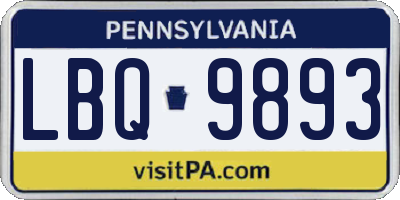 PA license plate LBQ9893