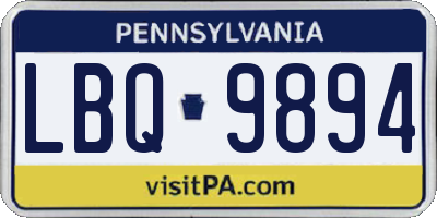 PA license plate LBQ9894