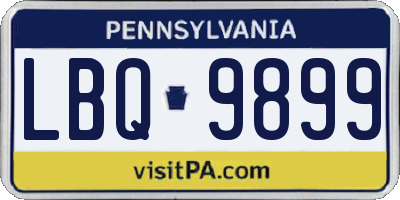 PA license plate LBQ9899