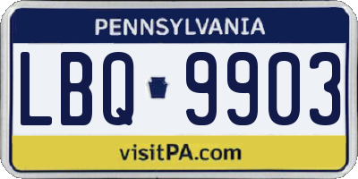 PA license plate LBQ9903