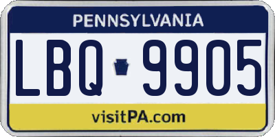 PA license plate LBQ9905