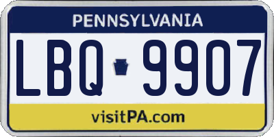 PA license plate LBQ9907