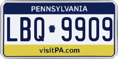 PA license plate LBQ9909