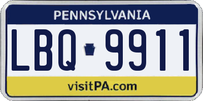 PA license plate LBQ9911
