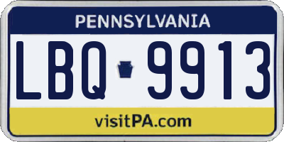 PA license plate LBQ9913