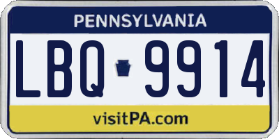 PA license plate LBQ9914
