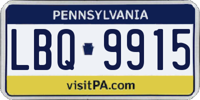 PA license plate LBQ9915