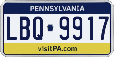 PA license plate LBQ9917
