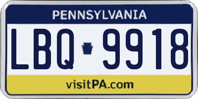 PA license plate LBQ9918