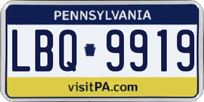 PA license plate LBQ9919