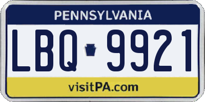 PA license plate LBQ9921