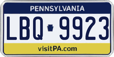 PA license plate LBQ9923